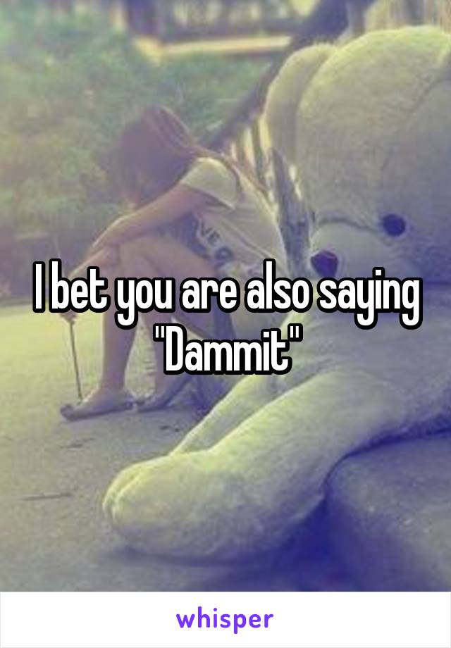 I bet you are also saying "Dammit"