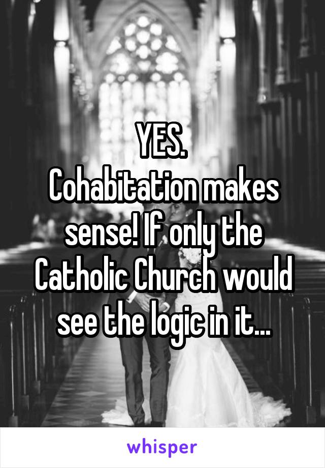 YES. 
Cohabitation makes sense! If only the Catholic Church would see the logic in it...