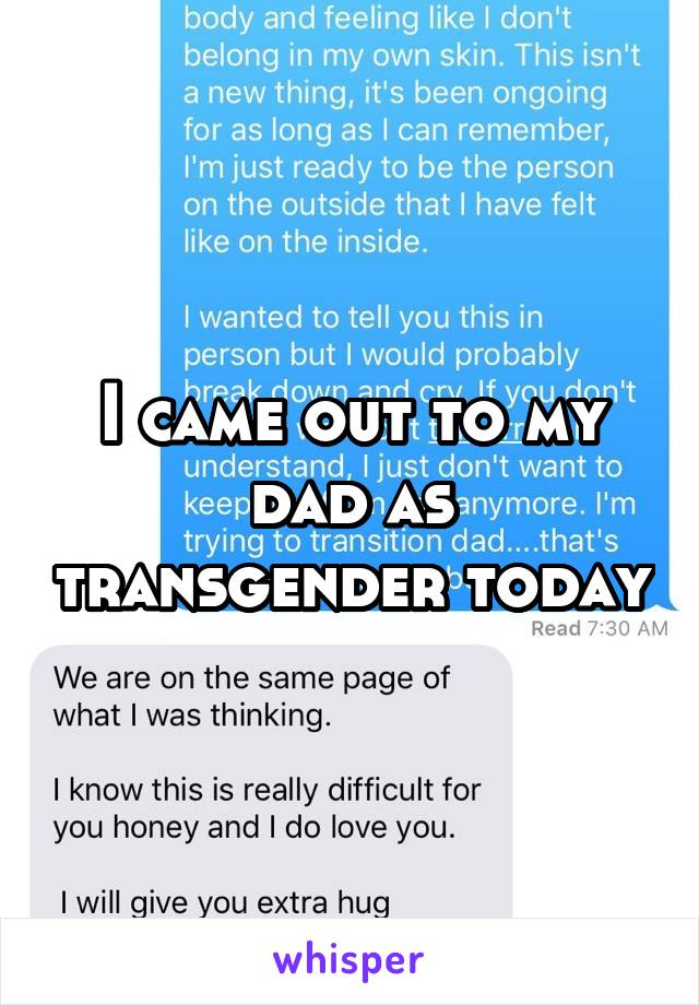 I came out to my dad as transgender today