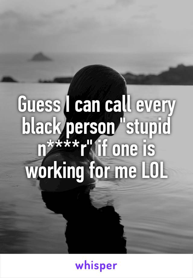 Guess I can call every black person "stupid n****r" if one is working for me LOL