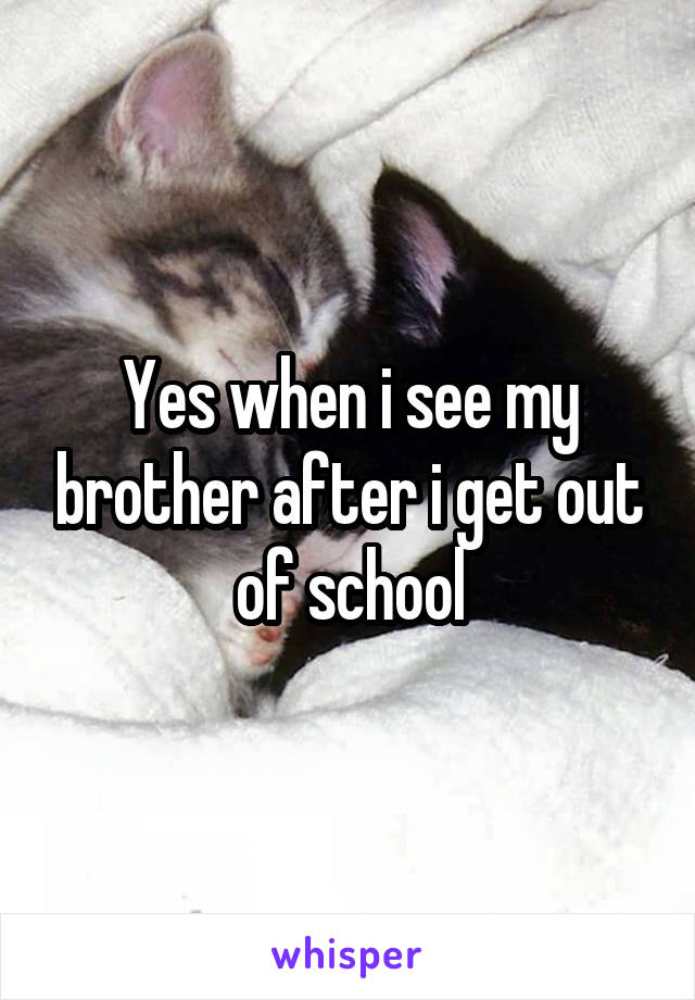 Yes when i see my brother after i get out of school