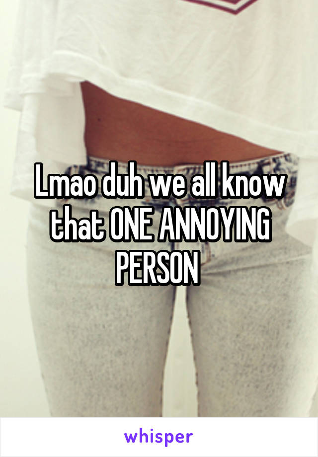 Lmao duh we all know that ONE ANNOYING PERSON 