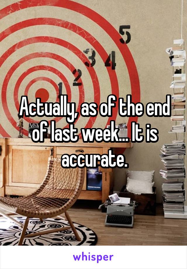Actually, as of the end of last week... It is accurate.