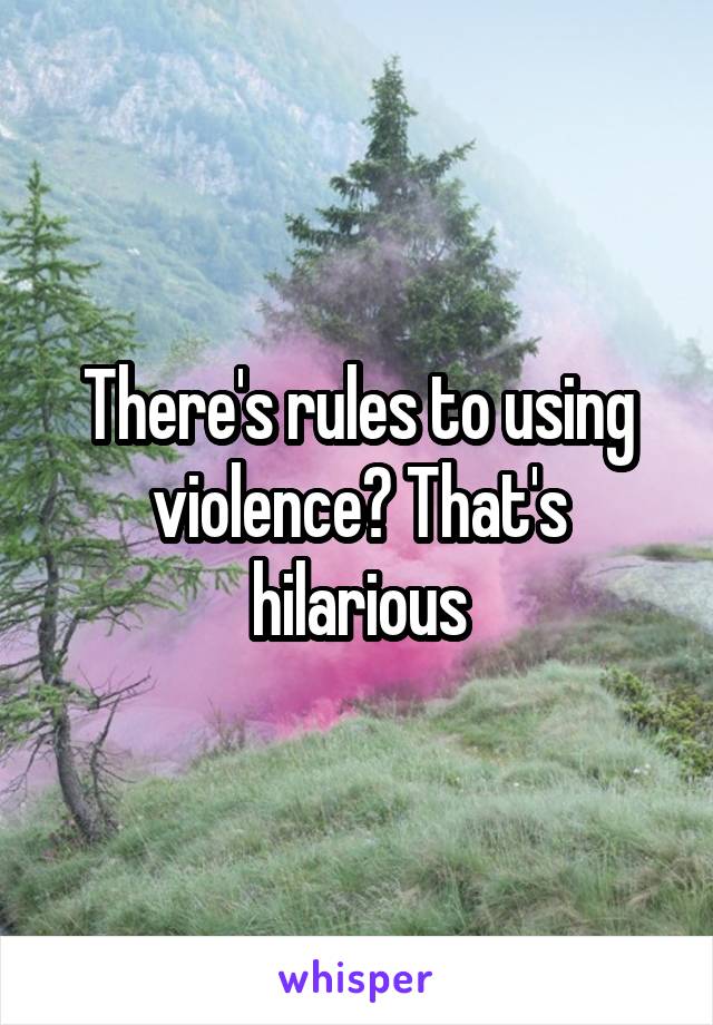 There's rules to using violence? That's hilarious