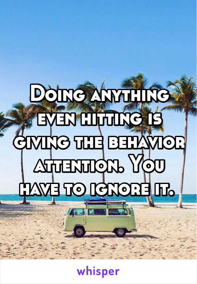 Doing anything even hitting is giving the behavior attention. You have to ignore it. 