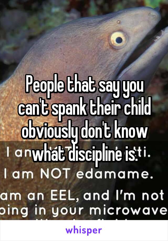 People that say you can't spank their child obviously don't know what discipline is.