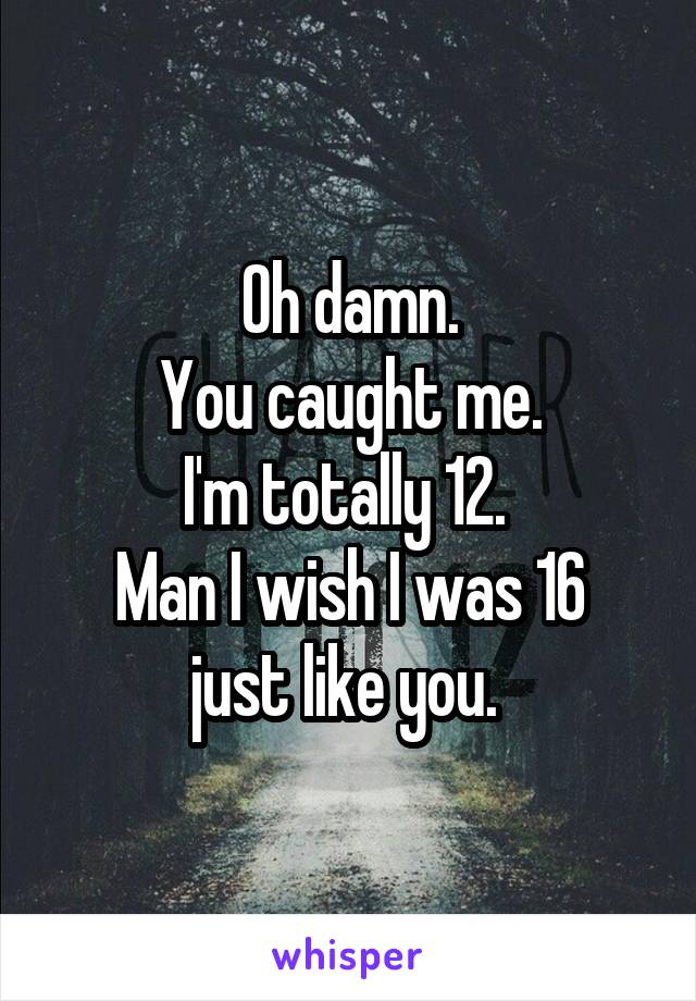 Oh damn.
You caught me.
I'm totally 12. 
Man I wish I was 16 just like you. 