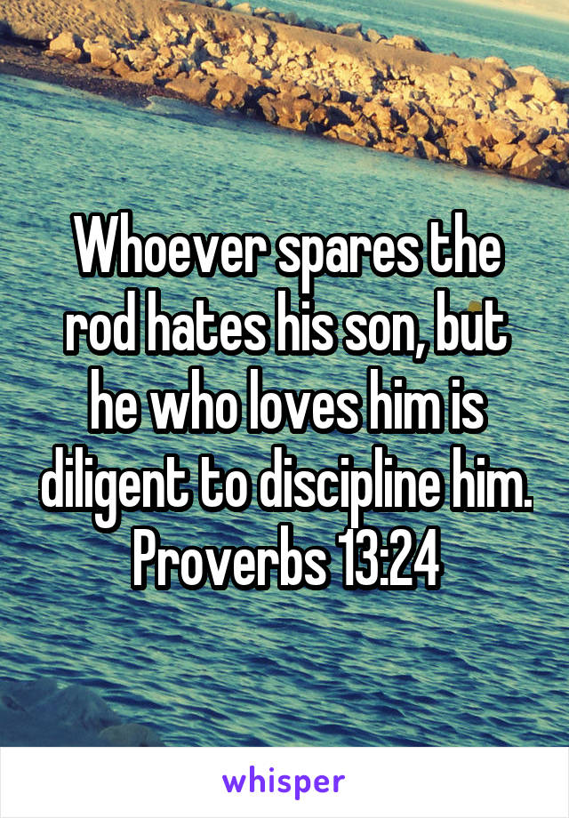 Whoever spares the rod hates his son, but he who loves him is diligent to discipline him. Proverbs 13:24