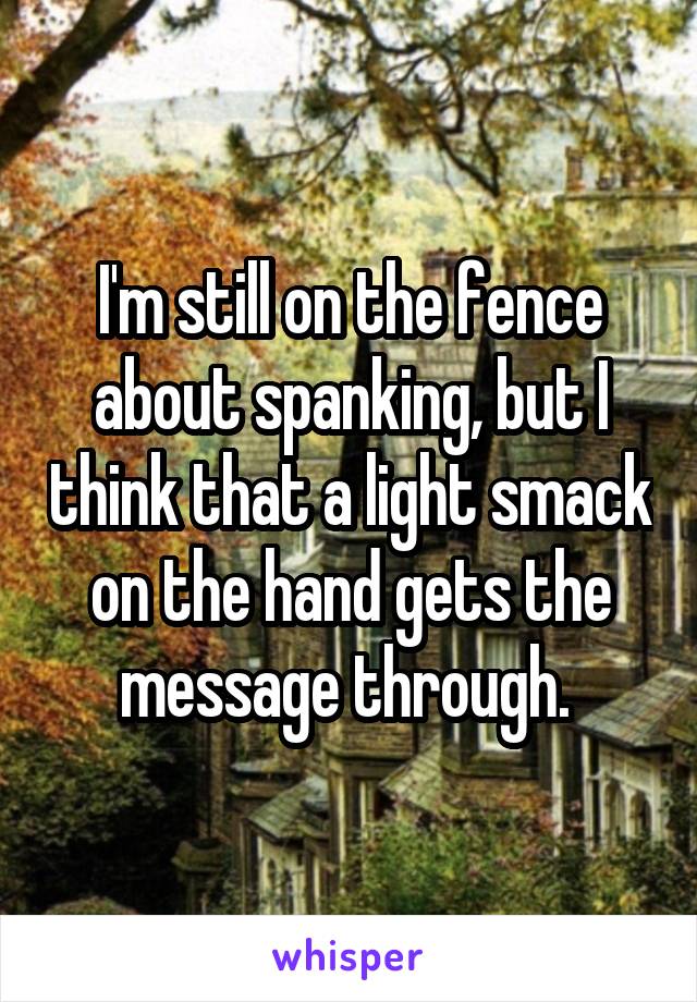 I'm still on the fence about spanking, but I think that a light smack on the hand gets the message through. 