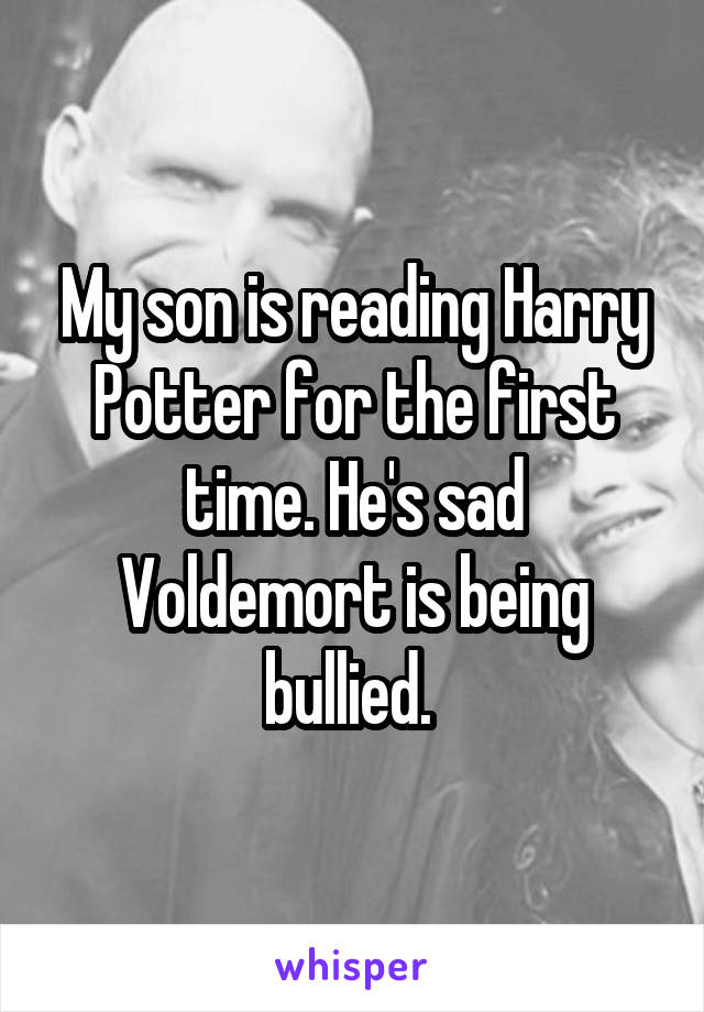 


My son is reading Harry Potter for the first time. He's sad Voldemort is being bullied. 