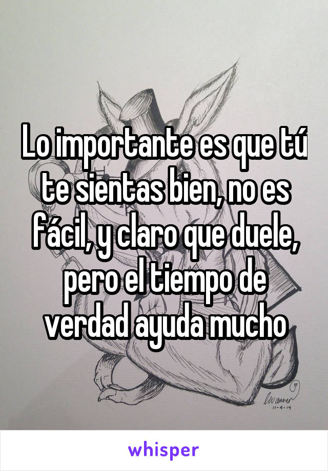 Lo importante es que tú te sientas bien, no es fácil, y claro que duele, pero el tiempo de verdad ayuda mucho