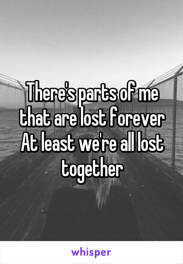There's parts of me that are lost forever
At least we're all lost together