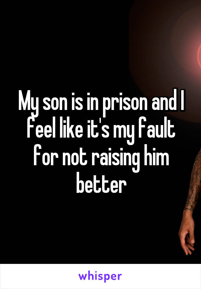 My son is in prison and I feel like it's my fault for not raising him better