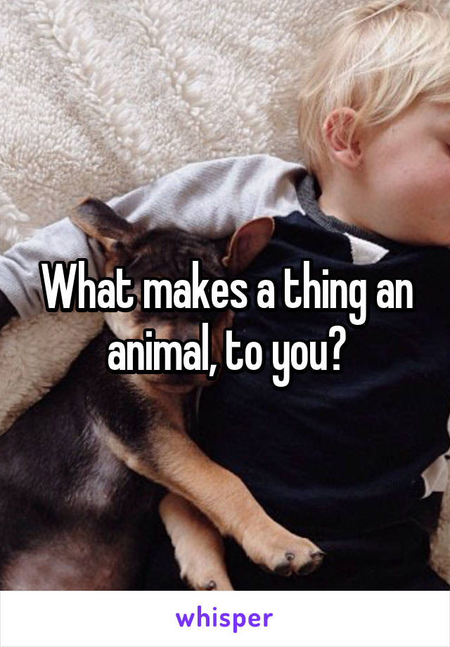 What makes a thing an animal, to you?