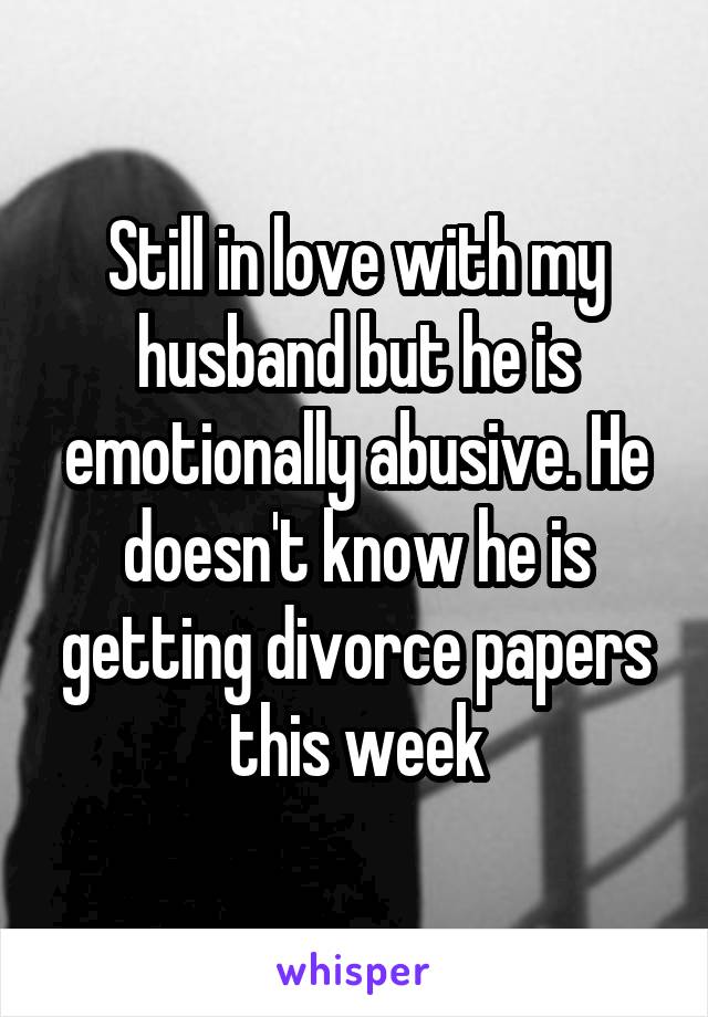Still in love with my husband but he is emotionally abusive. He doesn't know he is getting divorce papers this week