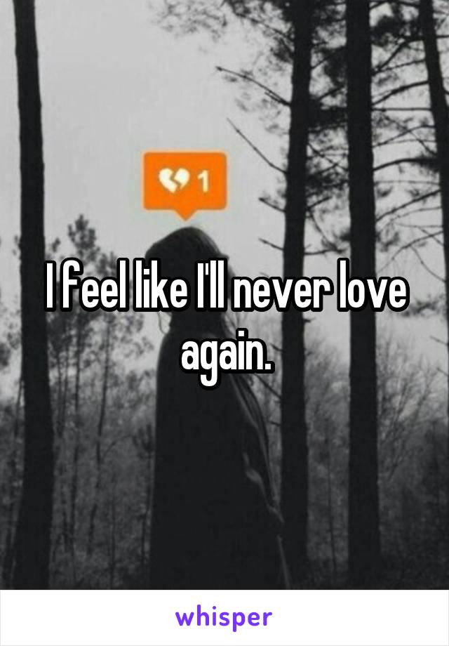 I feel like I'll never love again.