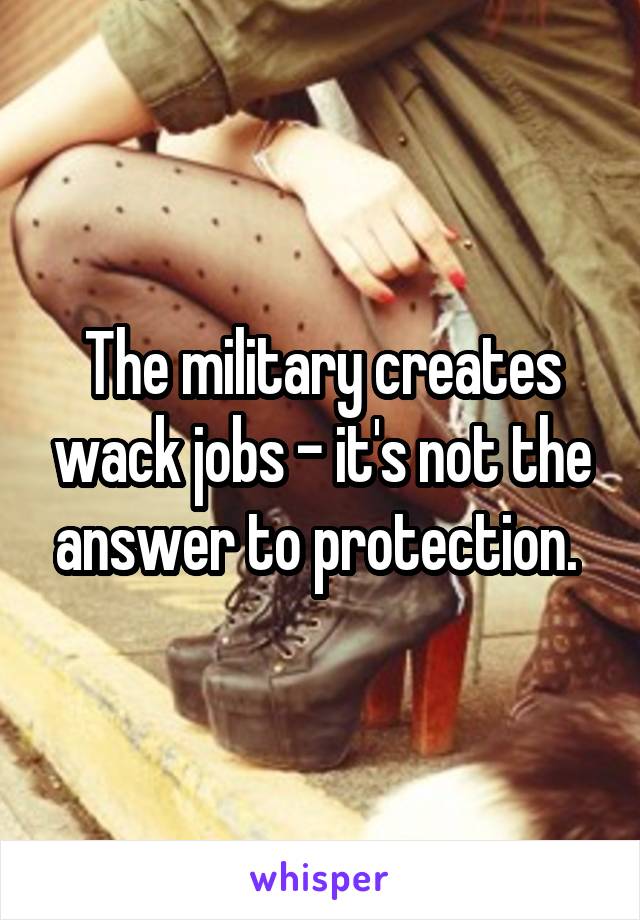The military creates wack jobs - it's not the answer to protection. 
