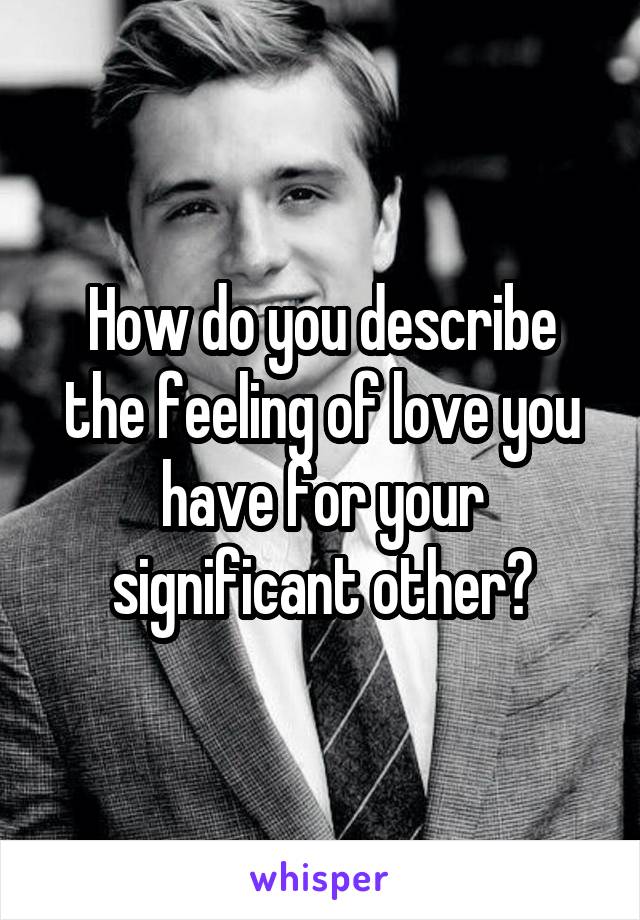 How do you describe the feeling of love you have for your significant other?