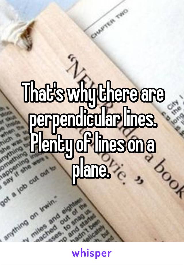 That's why there are perpendicular lines. Plenty of lines on a plane. 