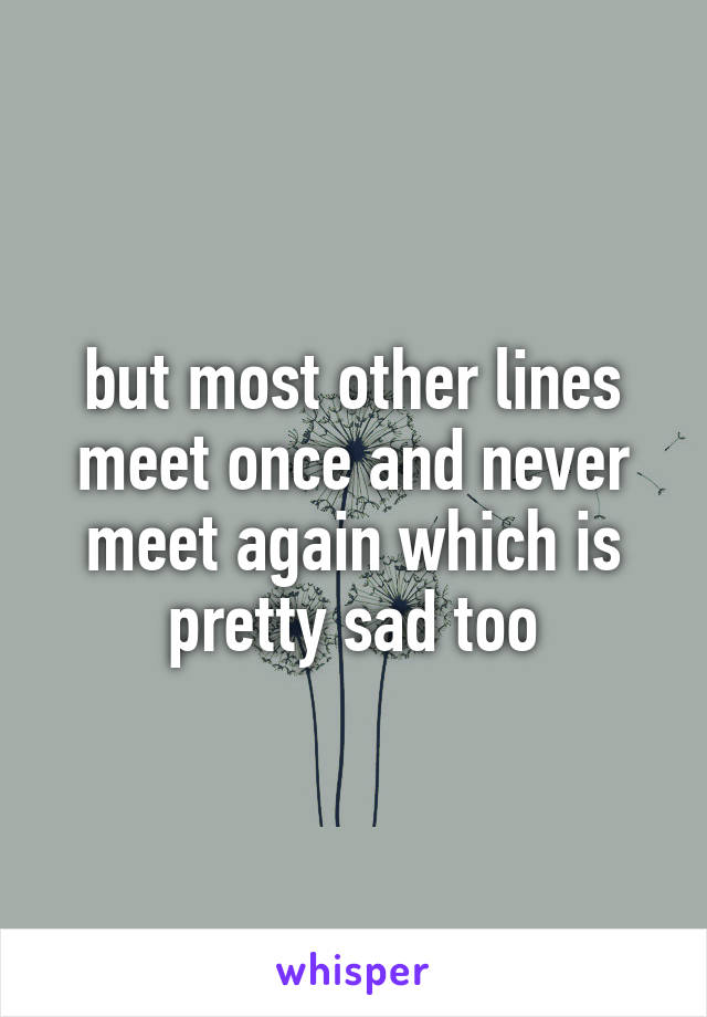 but most other lines meet once and never meet again which is pretty sad too