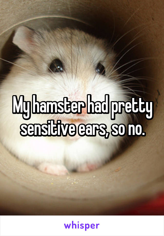 My hamster had pretty sensitive ears, so no.