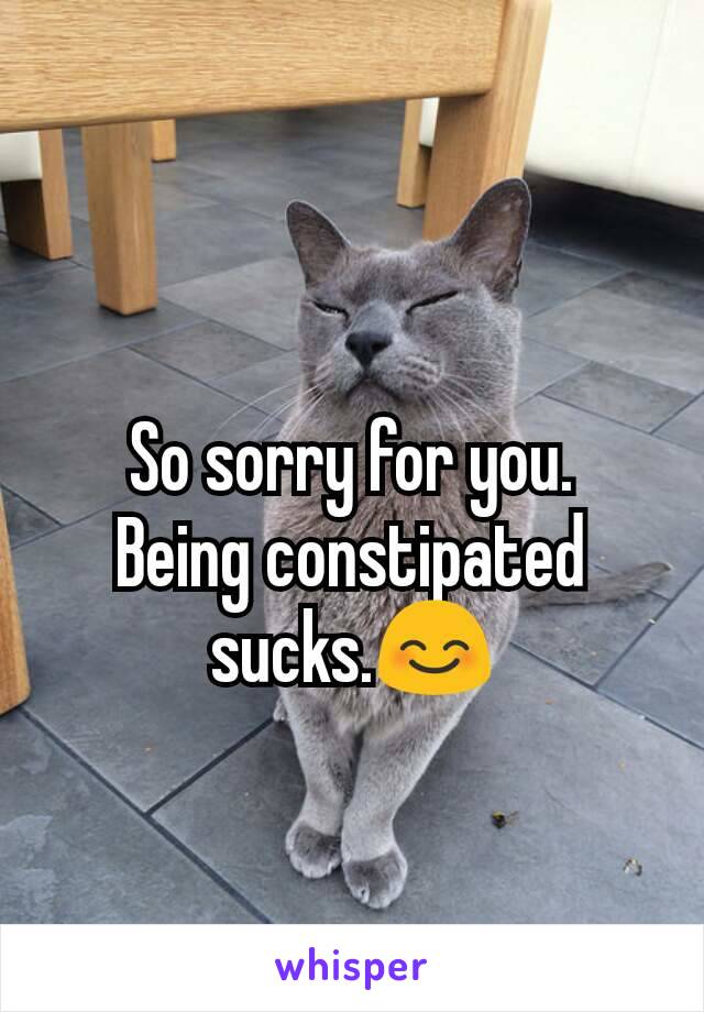 So sorry for you.
Being constipated sucks.😊