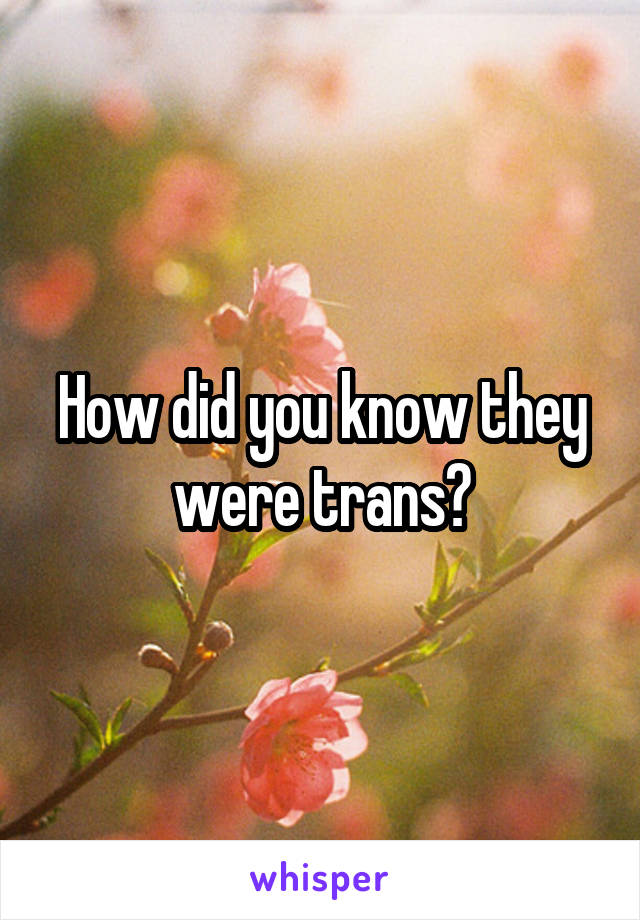 How did you know they were trans?