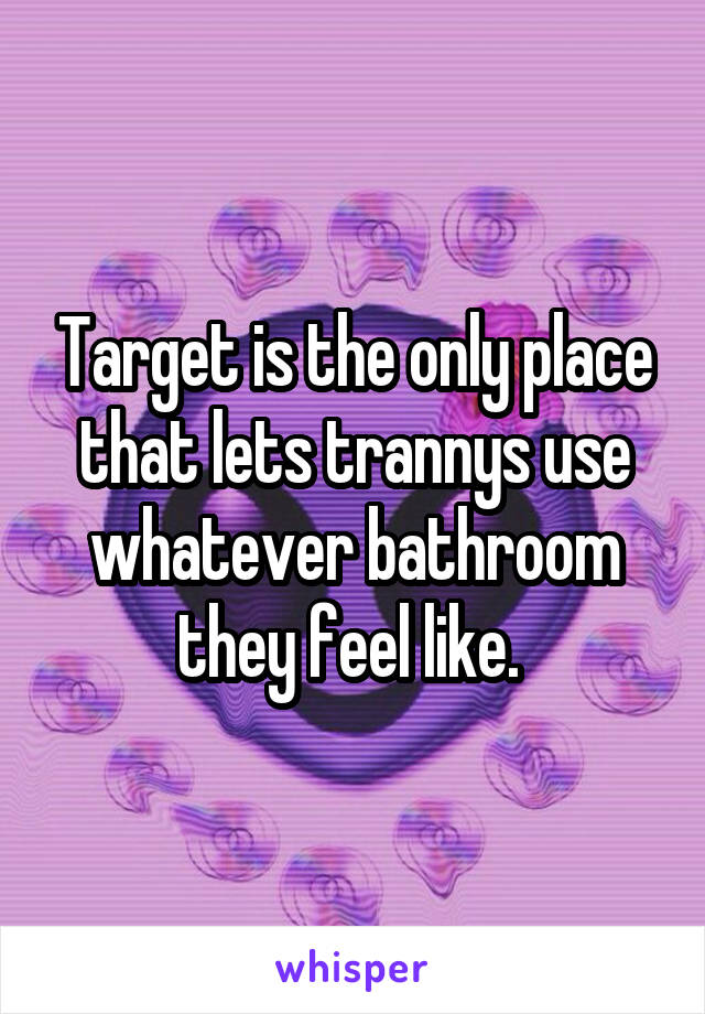 Target is the only place that lets trannys use whatever bathroom they feel like. 