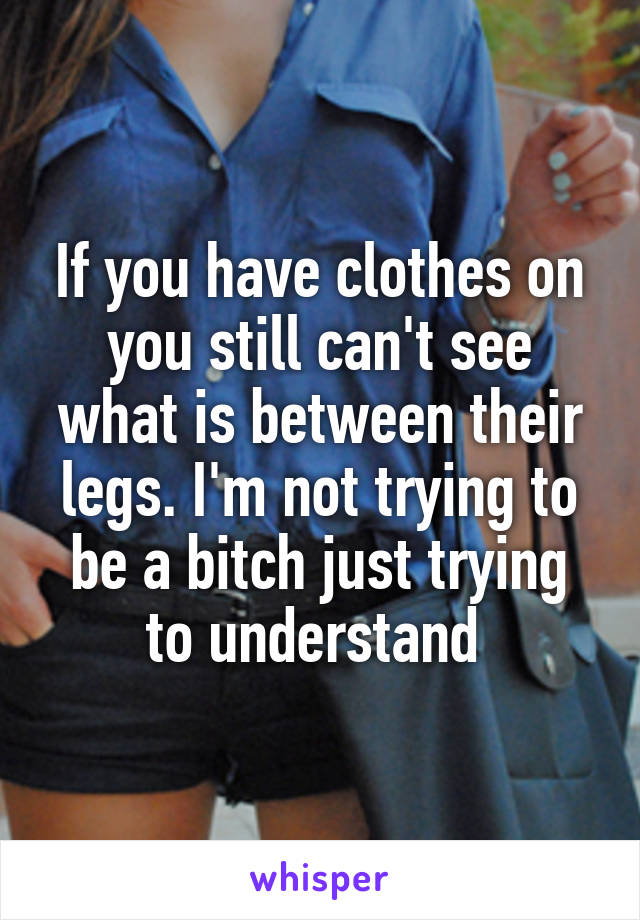 If you have clothes on you still can't see what is between their legs. I'm not trying to be a bitch just trying to understand 