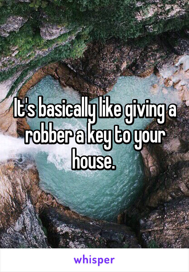 It's basically like giving a robber a key to your house. 