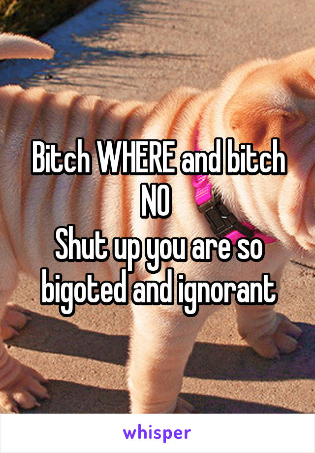 Bitch WHERE and bitch NO 
Shut up you are so bigoted and ignorant