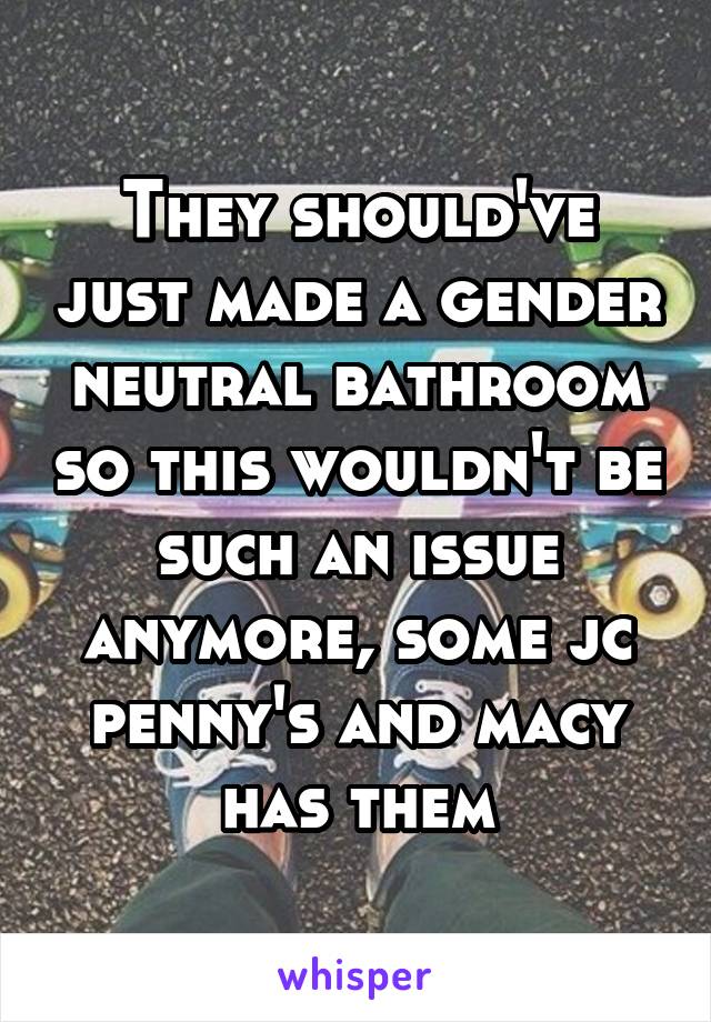 They should've just made a gender neutral bathroom so this wouldn't be such an issue anymore, some jc penny's and macy has them