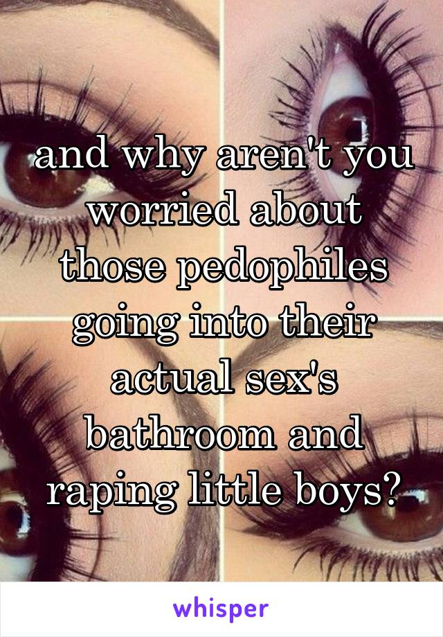 and why aren't you worried about those pedophiles going into their actual sex's bathroom and raping little boys?