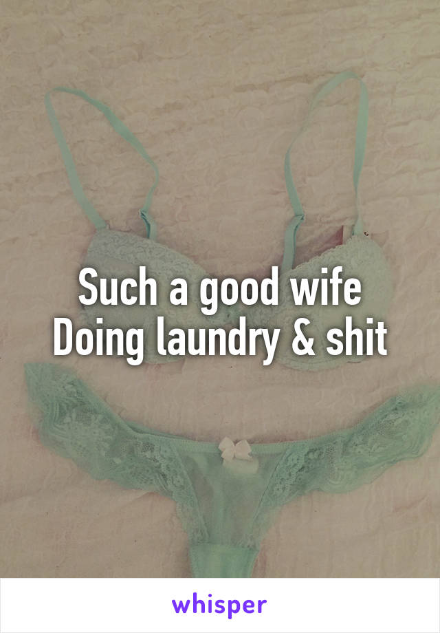 Such a good wife
Doing laundry & shit