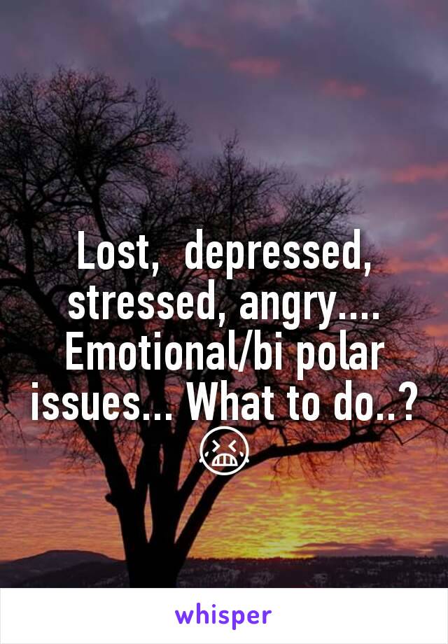 Lost,  depressed, stressed, angry.... Emotional/bi polar issues... What to do..? 😭