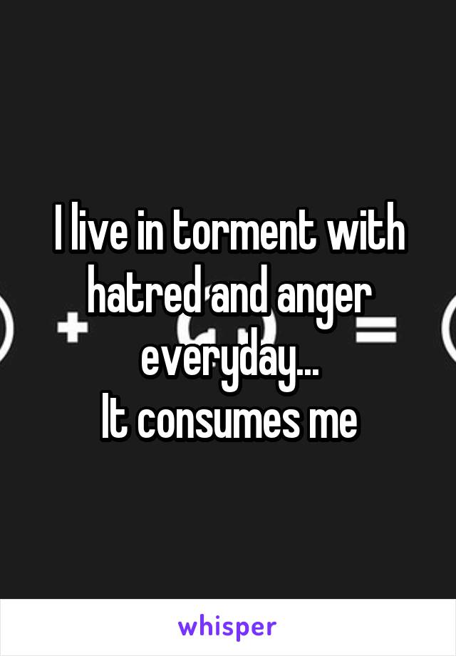 I live in torment with hatred and anger everyday...
It consumes me