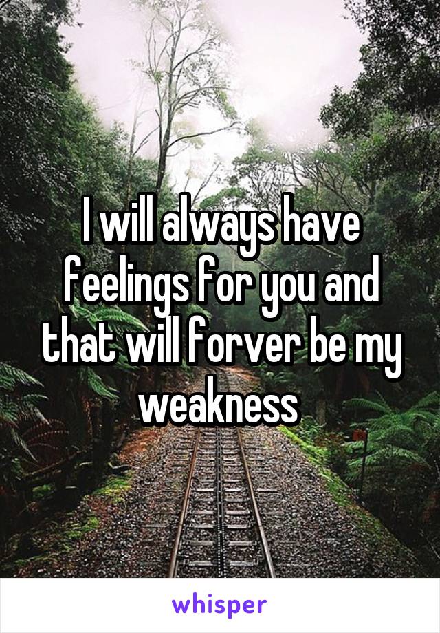 I will always have feelings for you and that will forver be my weakness 