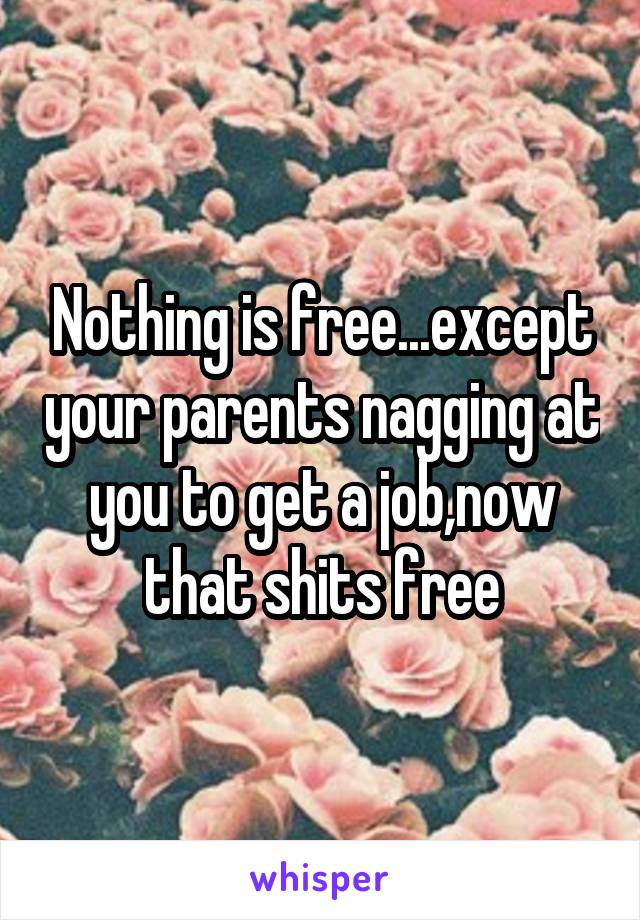 Nothing is free...except your parents nagging at you to get a job,now that shits free