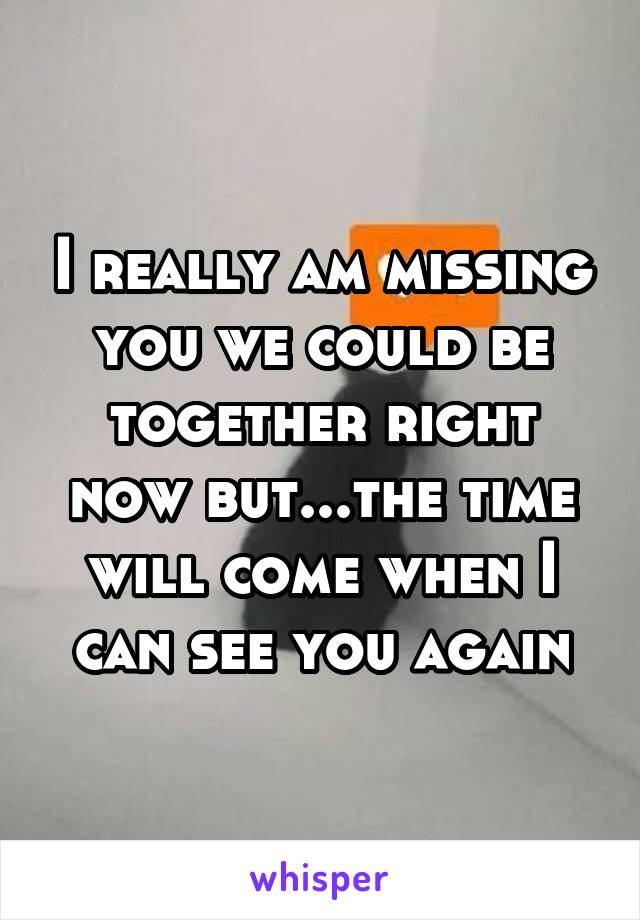 I really am missing you we could be together right now but...the time will come when I can see you again