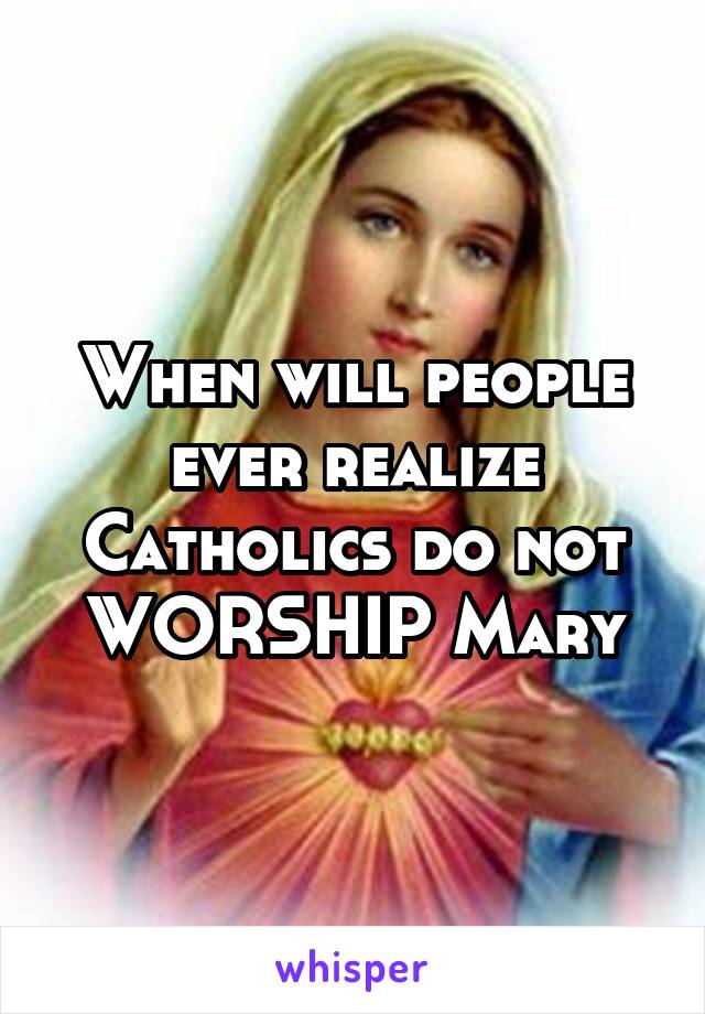 When will people ever realize Catholics do not WORSHIP Mary