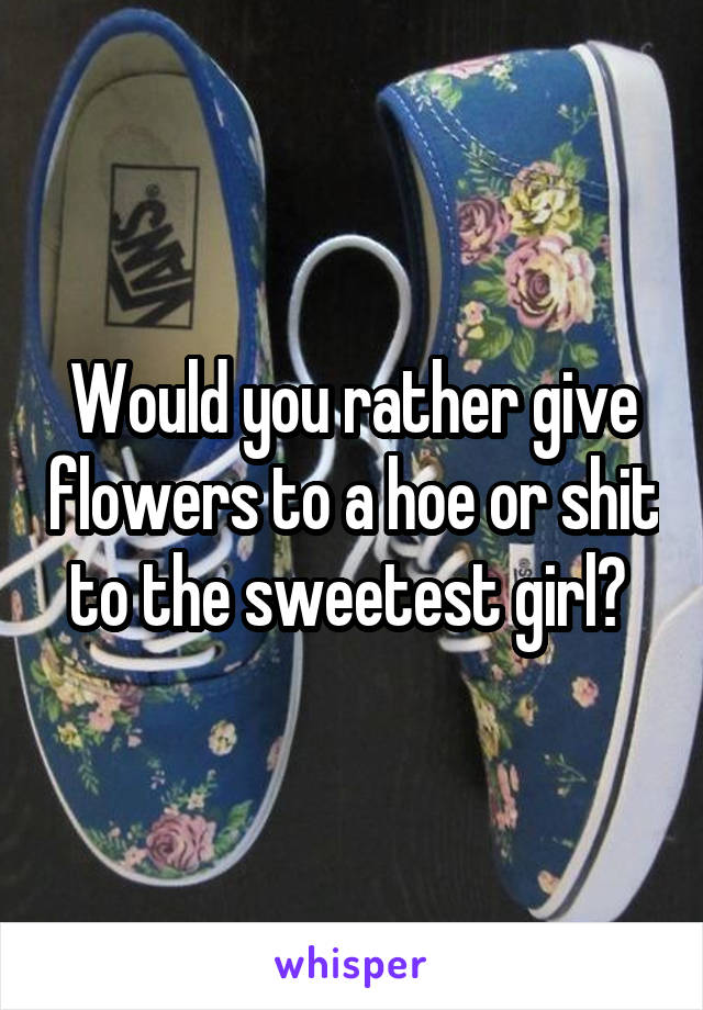 Would you rather give flowers to a hoe or shit to the sweetest girl? 