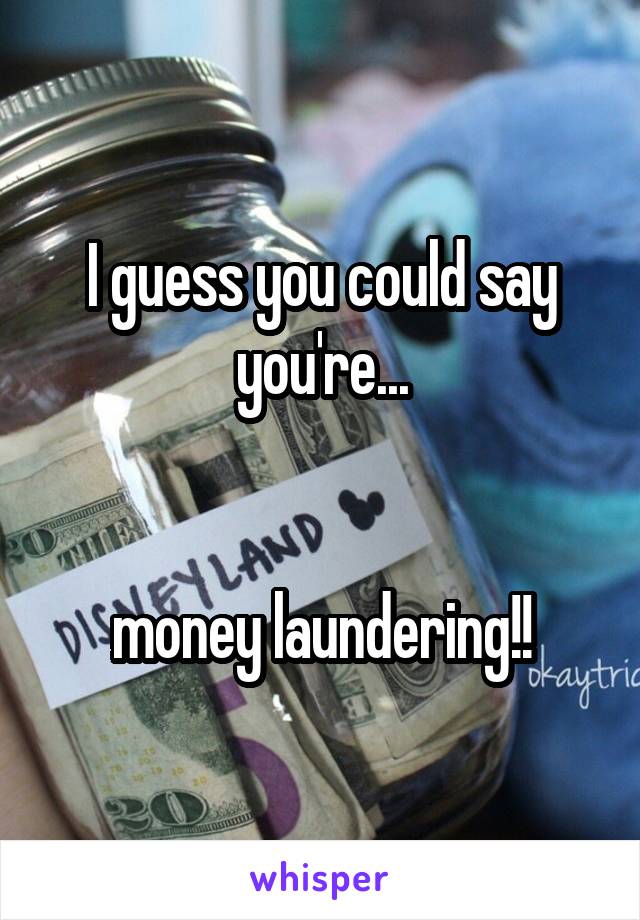 I guess you could say you're...


money laundering!!