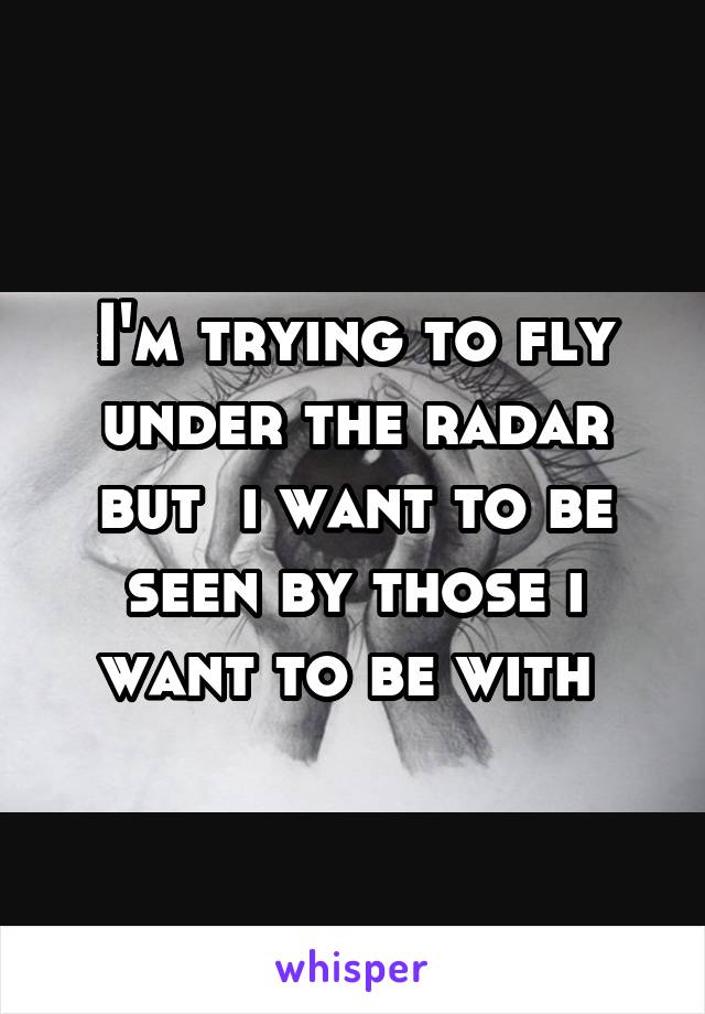 I'm trying to fly under the radar but  i want to be seen by those i want to be with 