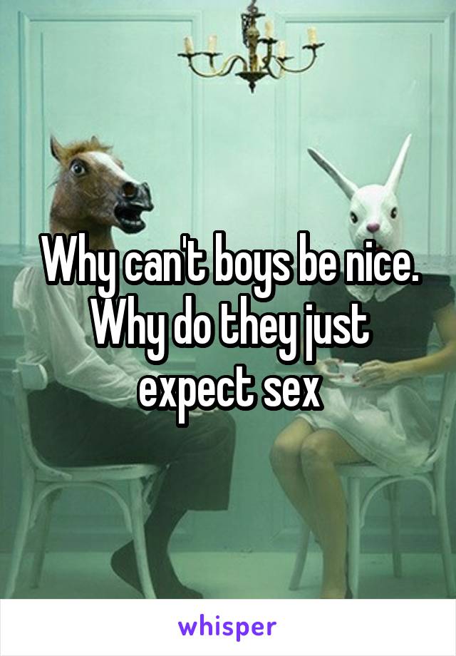 Why can't boys be nice. Why do they just expect sex