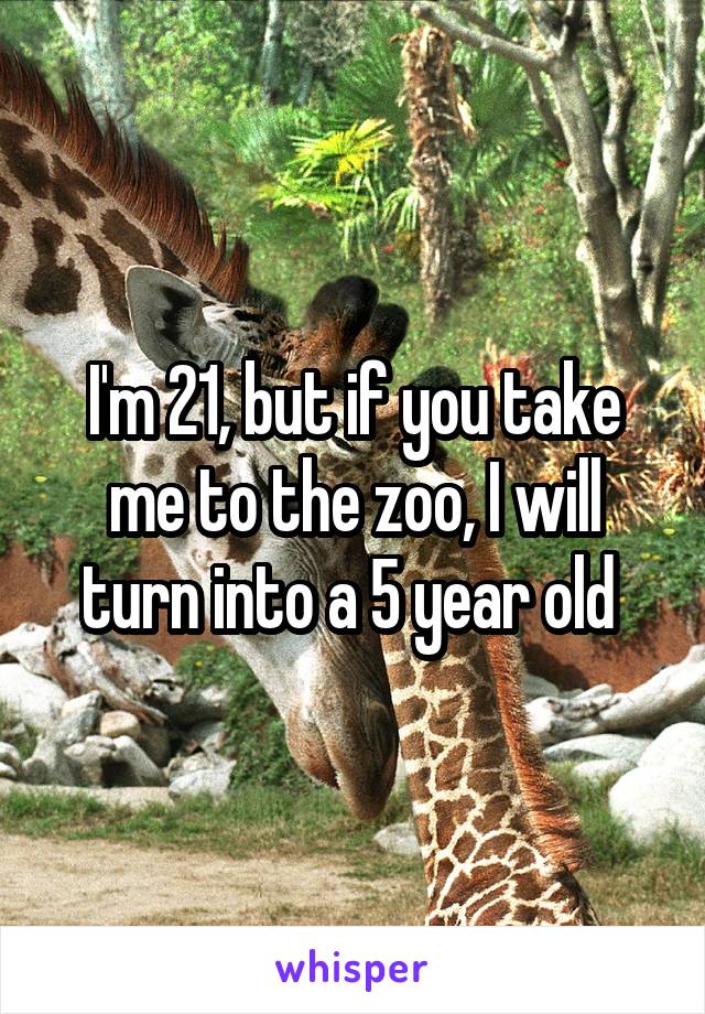 I'm 21, but if you take me to the zoo, I will turn into a 5 year old 