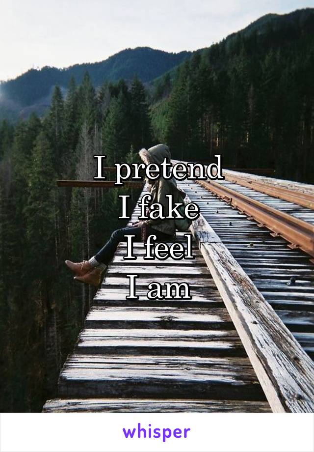 I pretend
I fake
I feel
I am