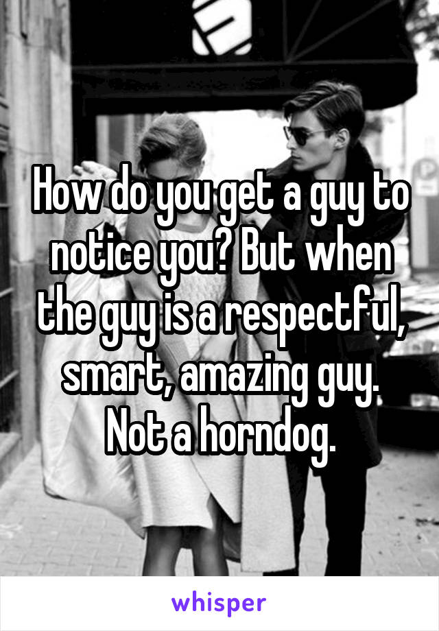 How do you get a guy to notice you? But when the guy is a respectful, smart, amazing guy. Not a horndog.