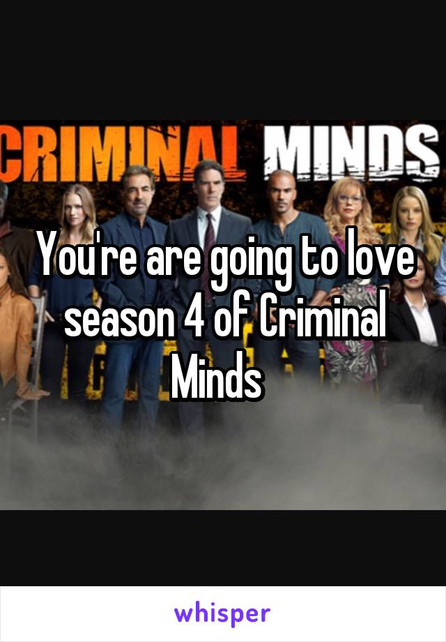 You're are going to love season 4 of Criminal Minds  