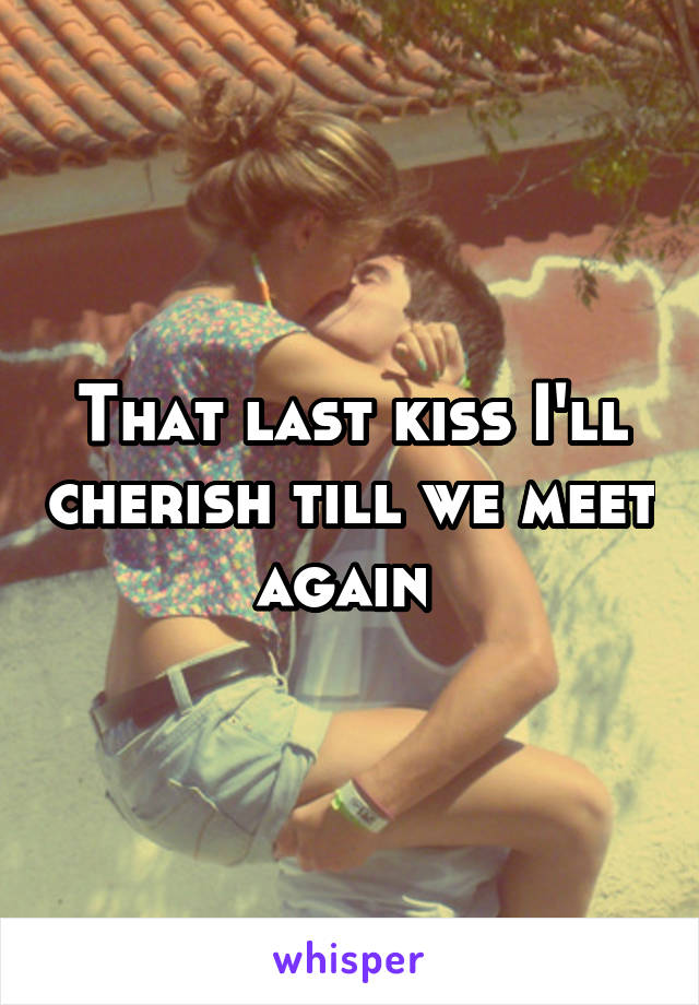 That last kiss I'll cherish till we meet again 