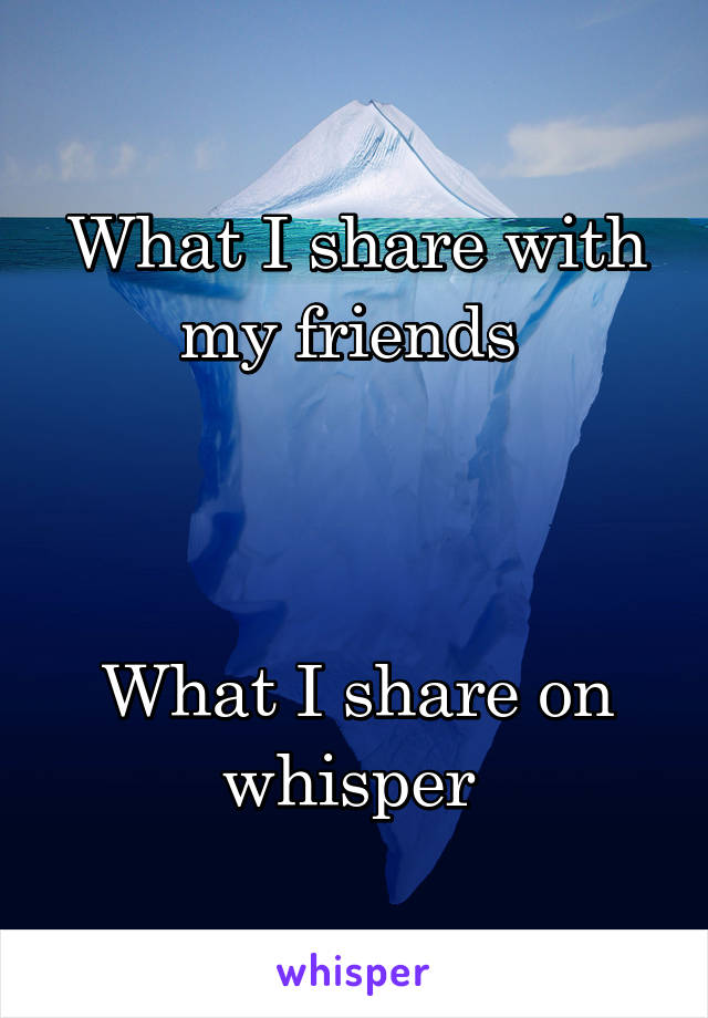 What I share with my friends 



What I share on whisper 